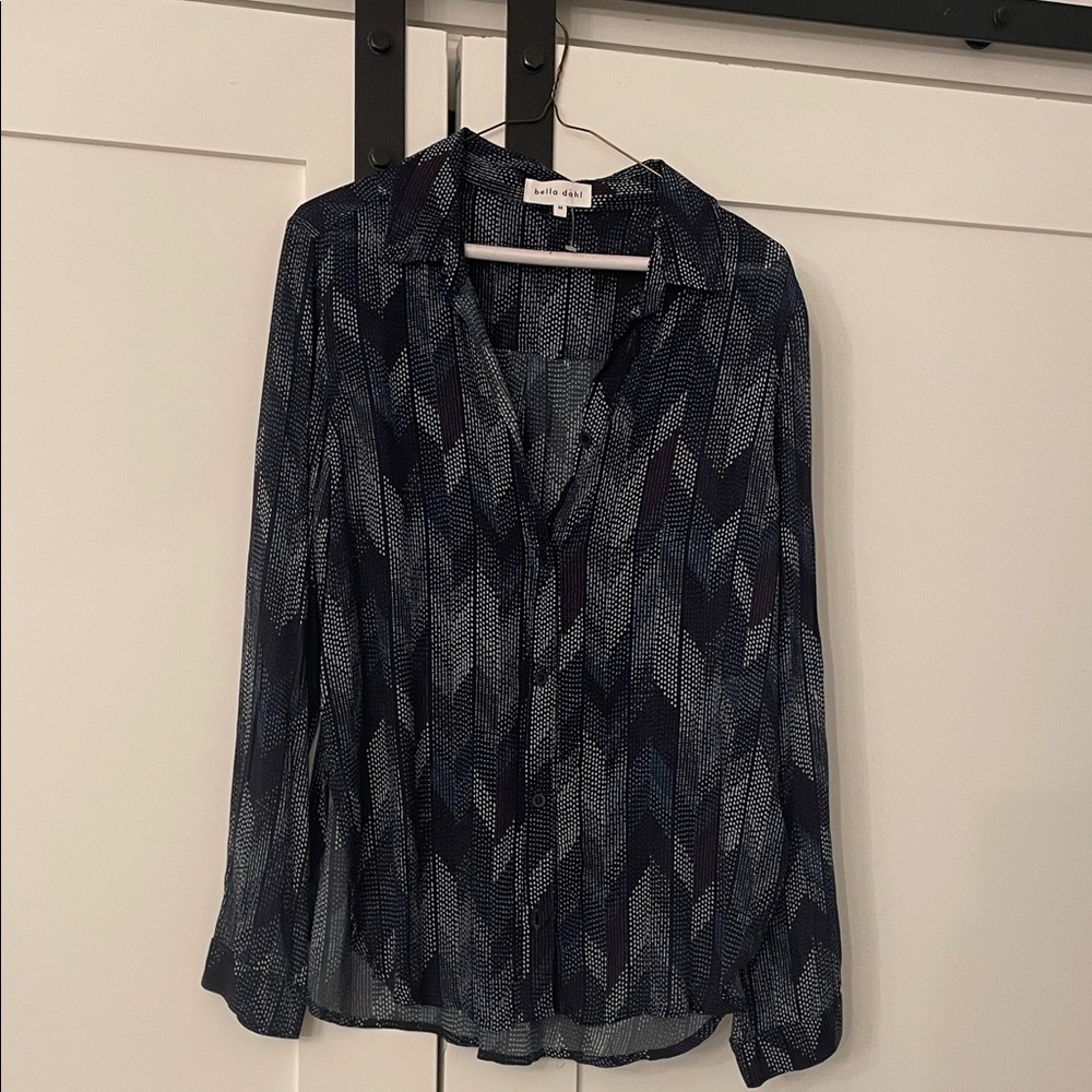 Bella Dahl Navy Geometric Button Down Shirt